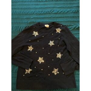 Kate Spade Kids Black Sequin Star Sweater Pullover Top Size XL